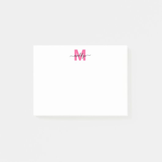 Hot Pink Monogram Post-it® Notes (Voorkant)