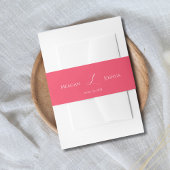 Hot Pink Monogram Uitnodiging bruiloft Belly Band Uitnodigingen Wikkel