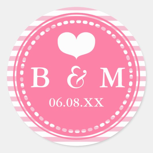 Hot Pink Monogram Weddenschap Envelop Seal Sticker (Voorkant)