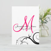 Hot Pink Monogram Weddenschap Terug Kaart (Staand voorkant)