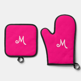 Hot Pink - Monogrammed Ovenwant & Pannenlap Set