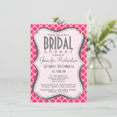 Hot Pink Moroccan Quatrefoil Kaart (Staand voorkant)