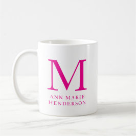 Hot Pink naam en monogram Koffiemok