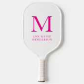 Hot Pink naam en monogram Pickleball Paddle (Achterkant)