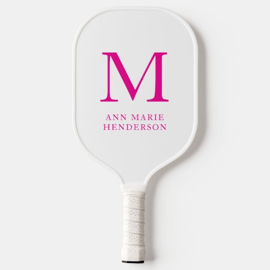 Hot Pink naam en monogram Pickleball Paddle (Achterkant)