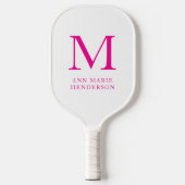 Hot Pink naam en monogram Pickleball Paddle (Voorkant)