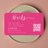 Hot Pink Nail Artist Salon QR Code Visitekaartje