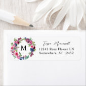 Hot Pink & Navy Blue Floral 3 Retouradreslabel Etiket (Insitu)