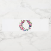 Hot Pink & Navy Blue Floral Waterfles Etiket (Enkel label)