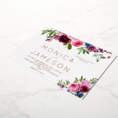 Hot Pink & Navy Blue Floral Wedding Folie Uitnodiging (Gedraaid)