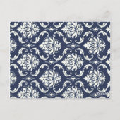 Hot Pink Navy Damask Trouwtafel Nummer Briefkaart (Achterkant)