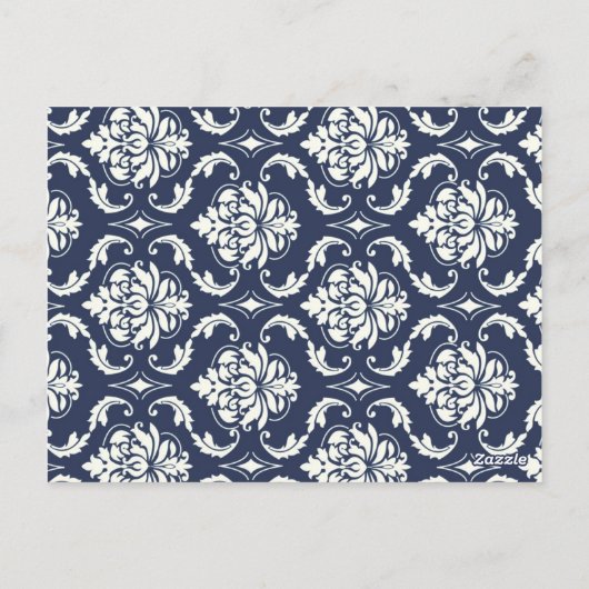 Hot Pink Navy Damask Trouwtafel Nummer Briefkaart (Achterkant)