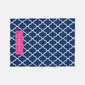 Hot Pink & Navy Quatrefoil | Fleece Blanket (Voorkant (Horizontaal))