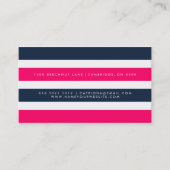 Hot Pink & Navy Stripes Moderne Visitekaartjes (Voorkant)
