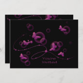 Hot Pink Neon Butterflies Verjaardagsfeestje Kaart (Voorkant / Achterkant)
