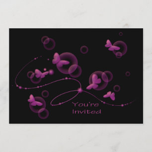 Hot Pink Neon Butterflies Verjaardagsfeestje Kaart