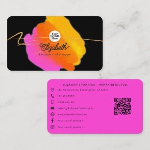 Hot-Pink Neon en Faux Gold Glitter Visitekaartje