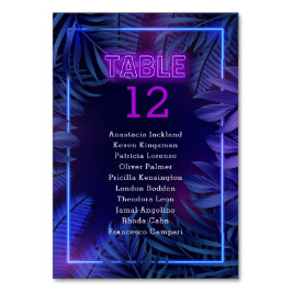 Hot Pink Neon Glow Party Escort Tafelnummer