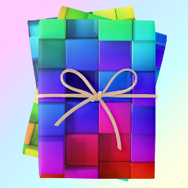 Hot Pink Neon Green Blue Violet Gift Inpakpapier Vel