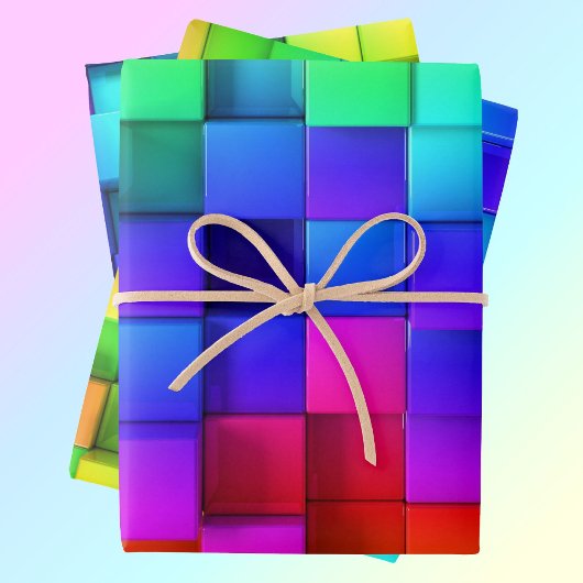 Hot Pink Neon Green Blue Violet Gift Inpakpapier Vel