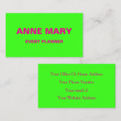Hot Pink Neon Green Wedding Event Planner Kleurrij Visitekaartje (Voorkant / Achterkant)