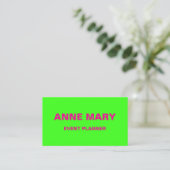 Hot Pink Neon Green Wedding Event Planner Kleurrij Visitekaartje (Staand voorkant)