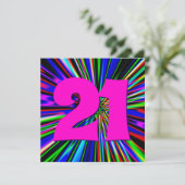 Hot Pink Neon Lights Club 21ste verjaardag Kaart (Staand voorkant)