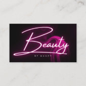 Hot Pink Neon & Smoke Beauty Salon Script Visitekaartje (Voorkant)