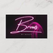 Hot Pink Neon & Smoke Brows Handgeschreven Script Visitekaartje (Voorkant)