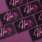 Hot Pink Neon & Smoke Hair Stylist Script Visitekaartje