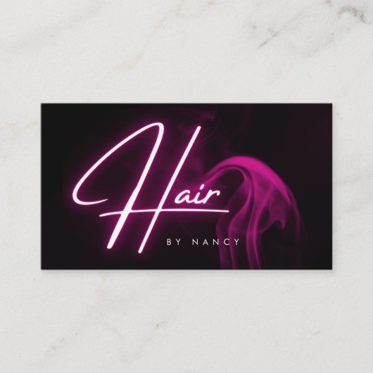 Hot Pink Neon & Smoke Hair Stylist Script Visitekaartje (Voorkant)
