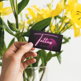 Hot Pink Neon & Smoke Tattoos Handgeschreven Scrip Visitekaartje
