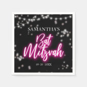 Hot Pink Neon-Theme Bat Mitswa Servet (Voorkant)