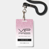 Hot Pink Ombre Glitter Sweet 16e VIP-pas Badge (Front with Lanyard)