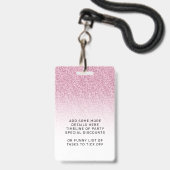 Hot Pink Ombre Glitter Sweet 16e VIP-pas Badge (Back with Lanyard)