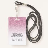 Hot Pink Ombre Glitter Sweet 16e VIP-pas Badge (Achterkant met draagriem)
