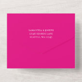 Hot Pink Ombre Glitter Wedding All In One Uitnodiging (Achterkant)