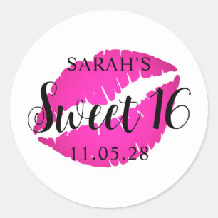 Hot Pink Ombre Lipstick Sweet 16 Ronde Sticker