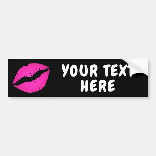 Hot Pink Ombre Lipstick Zwart Bumpersticker (Voorkant)