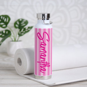 Hot Pink Ombre Stripes gepersonaliseerd Waterfles