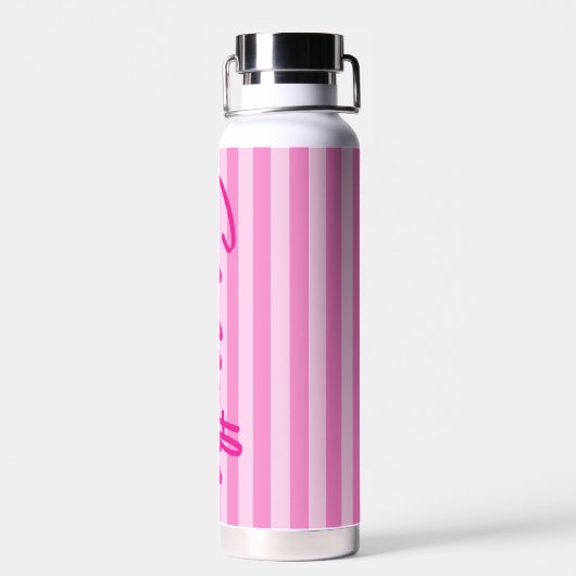 Hot Pink Ombre Stripes gepersonaliseerd Waterfles (Achterkant)