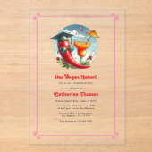 Hot-Pink One Degree Hotter Graduation Party Acryl Uitnodigingen (Voorkant)