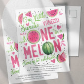 Hot Pink One in a Melon, Schattigee Watermeloen 1s Uitnodiging Briefkaart