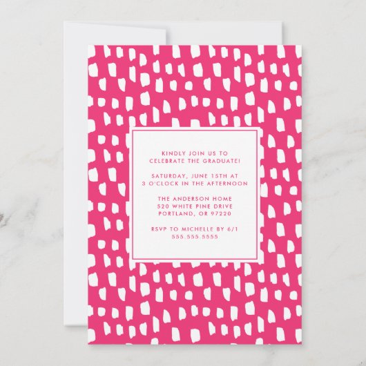 Hot Pink op het Afstudeerder Foto Afstuderen Kaart (Achterkant)
