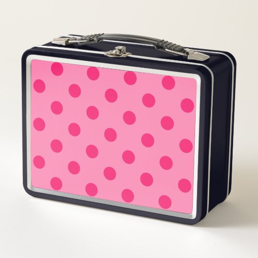 Hot Pink op Pink Polka Dots Patroonontwerp (Voorkant)