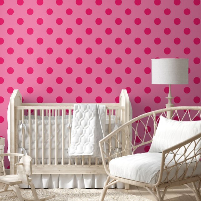 Hot Pink op Pink Polka Dots Patroonontwerp Behang (Creator heeft geüpload)
