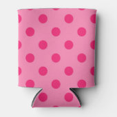Hot Pink op Pink Polka Dots Patroonontwerp Blikjeskoeler (Voorkant)