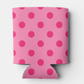 Hot Pink op Pink Polka Dots Patroonontwerp Blikjeskoeler (Achterkant)