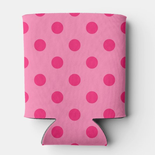 Hot Pink op Pink Polka Dots Patroonontwerp Blikjeskoeler (Achterkant)