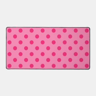 Hot Pink op Pink Polka Dots Patroonontwerp Bureaumat